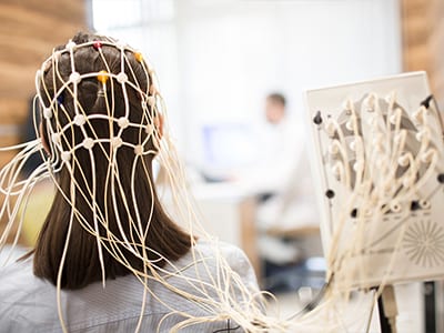 A woman having a brain scan